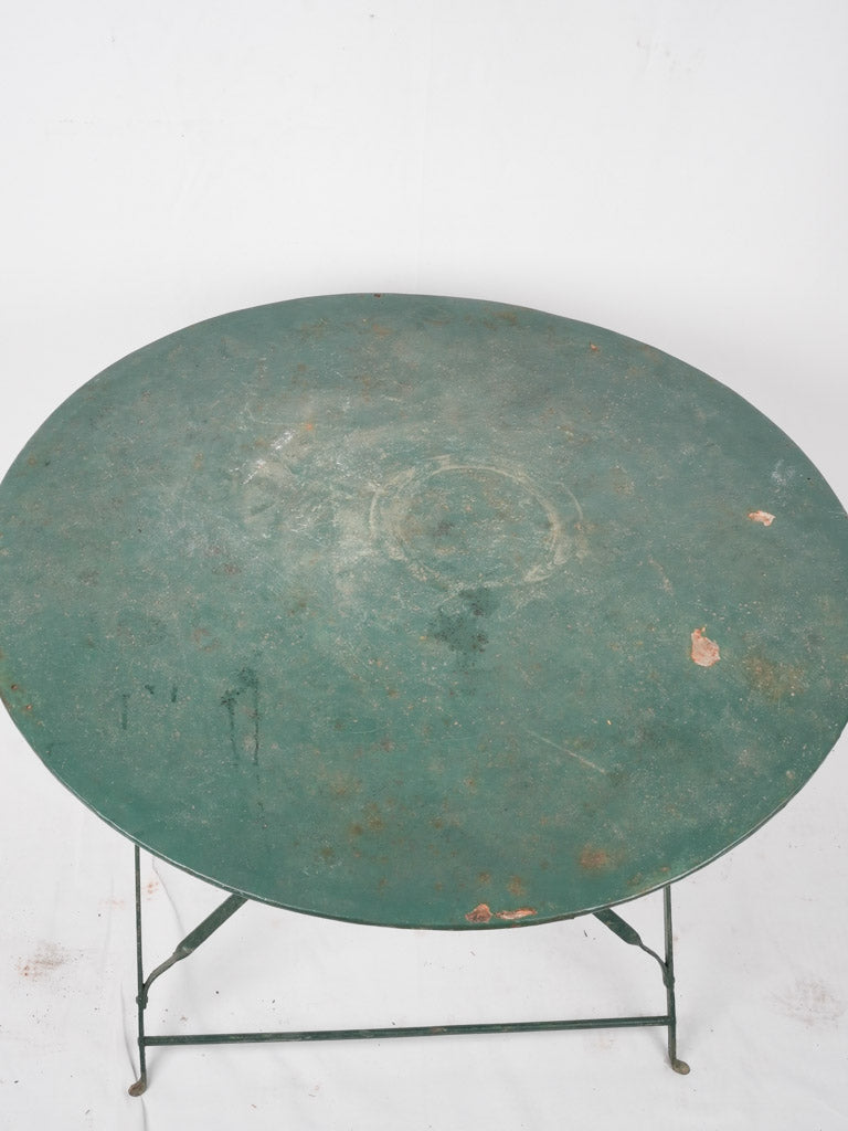 Folding antique French garden table - round green 39½"