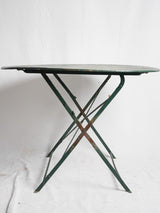 Folding antique French garden table - round green 39½"
