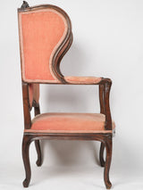Plush rose pink velvet French chair