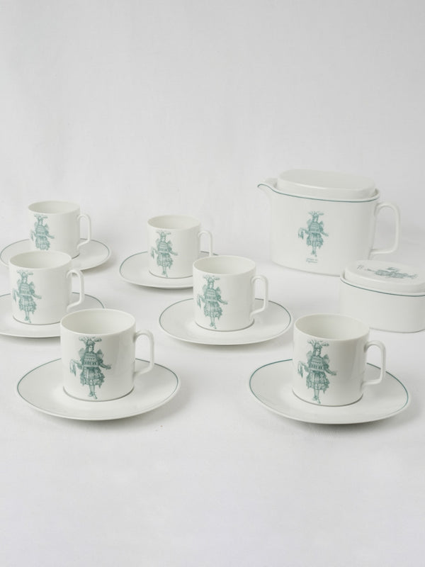 Green and white Louis XIV-style teaware