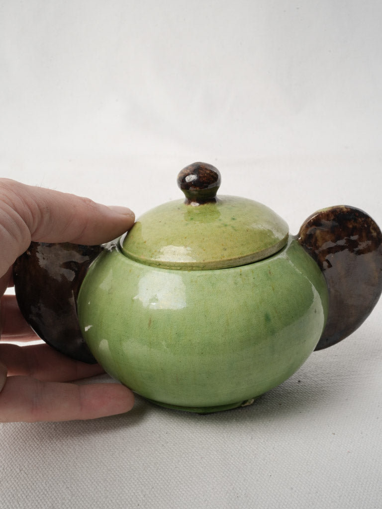 Artisanal French earthenware sugar dish  