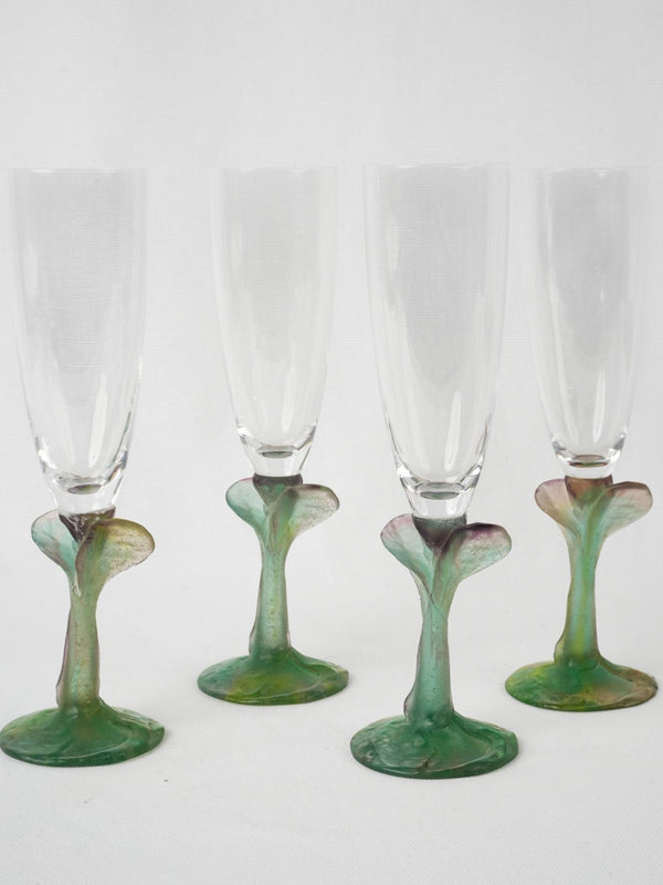 Rare 19th-century signed crystal champagne flutes