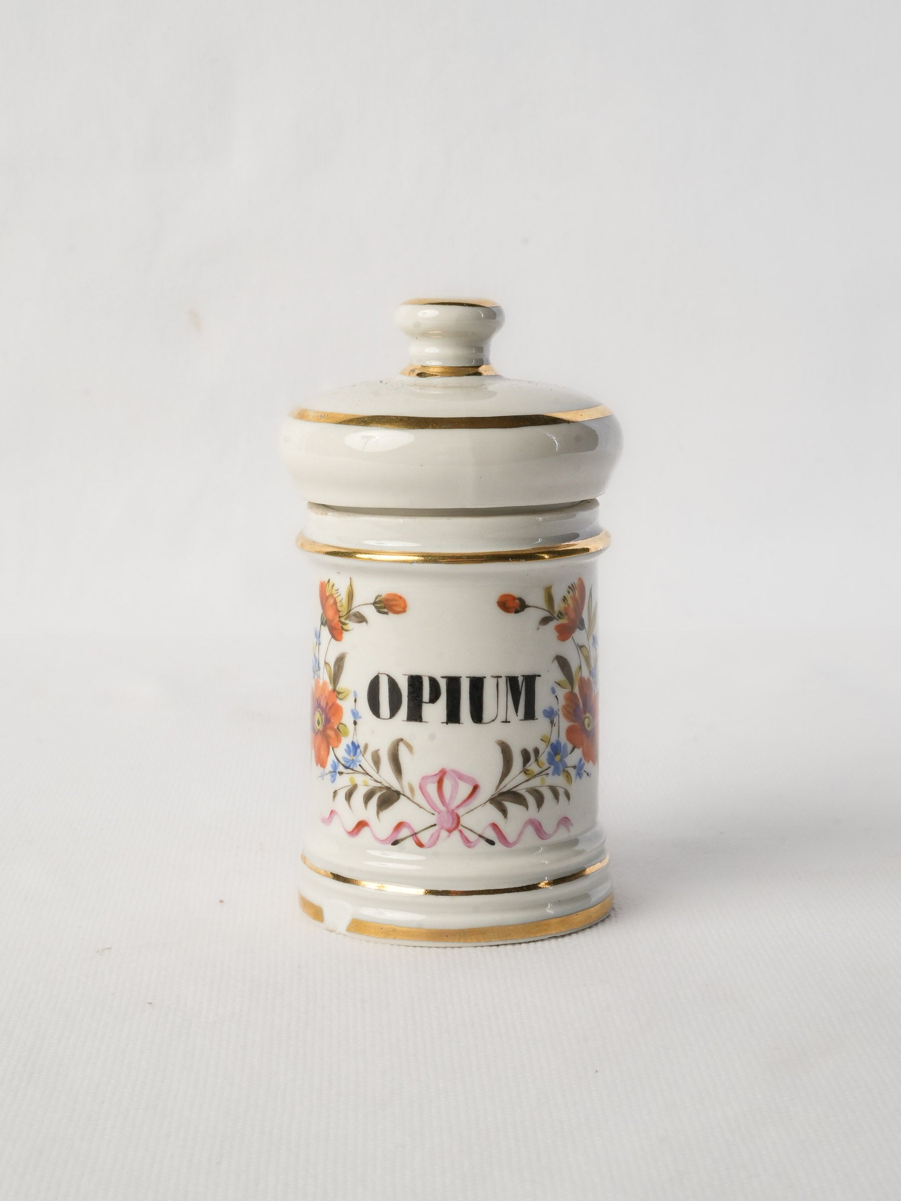 Antique floral porcelain apothecary jar