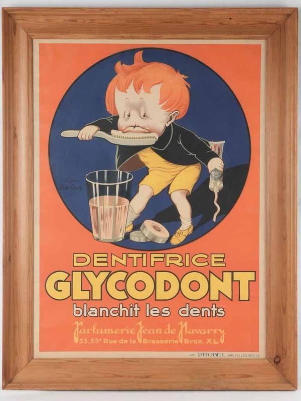 Vintage framed toothpaste advertisement poster