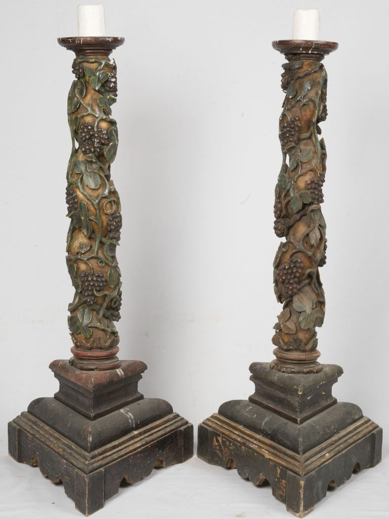 Sculpted vine-leaf ornamental columns