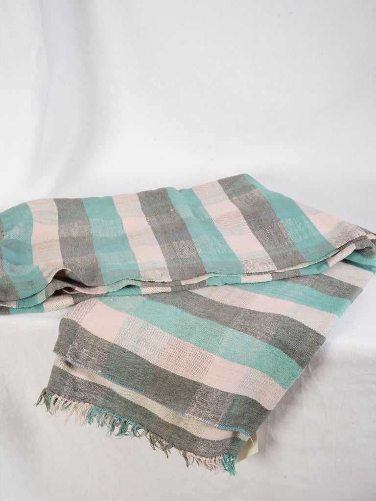 Authentic turquoise gray ivory throw