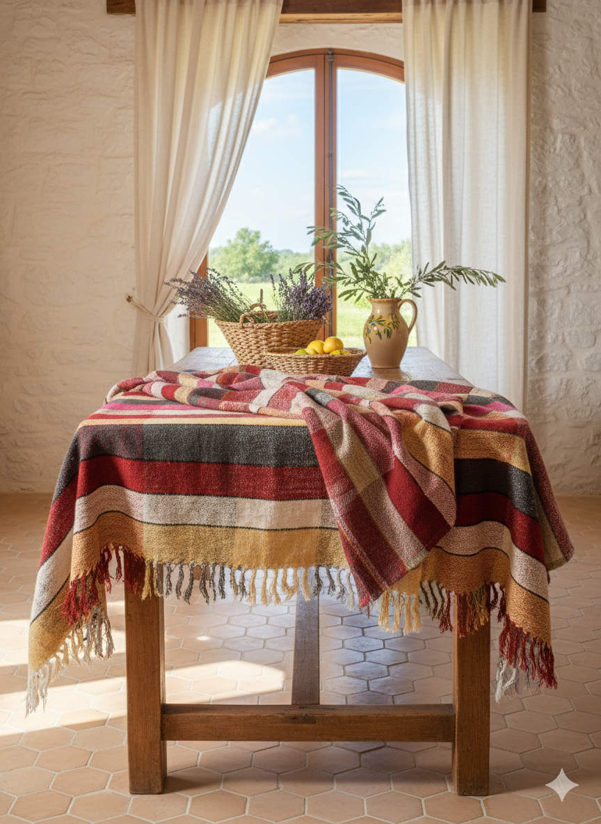 Artisanal Moroccan Haik Plaid In Saffron Rose And Charcoal Tones - 82¾" x 45¼"