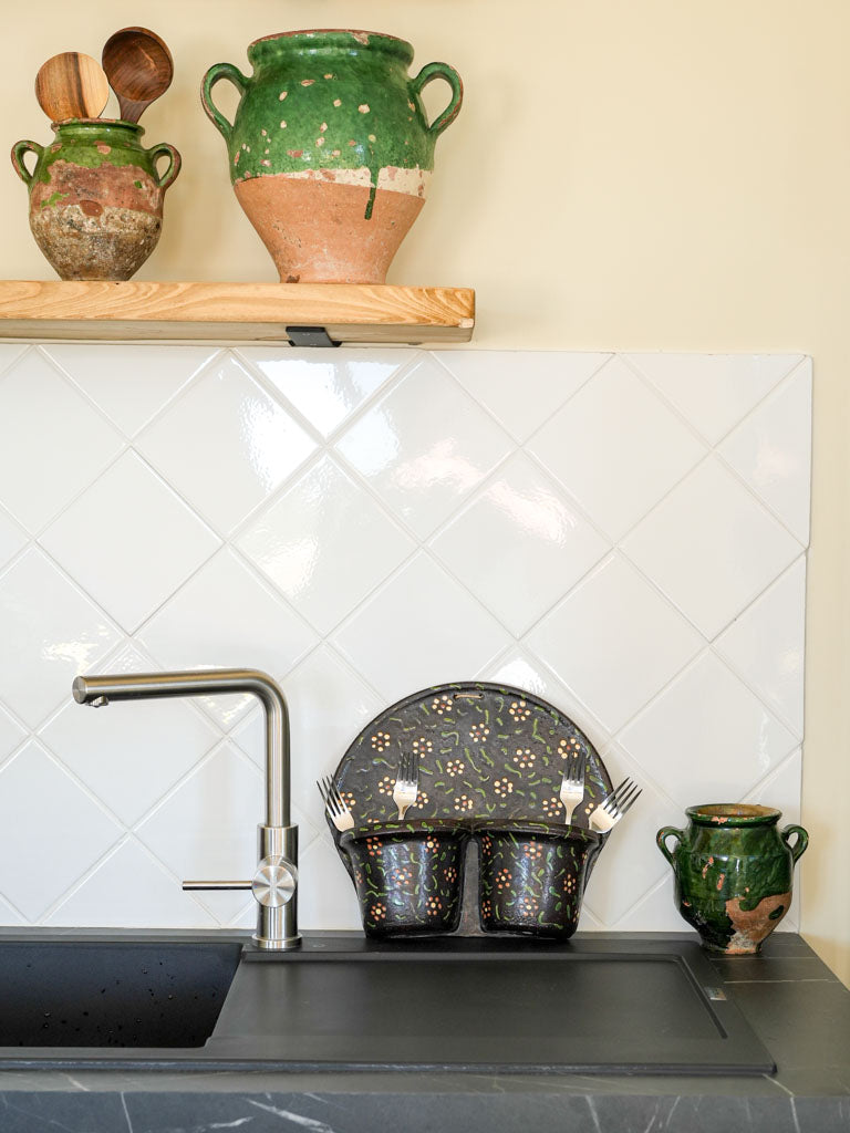 Black glazed kitchenware wall piece