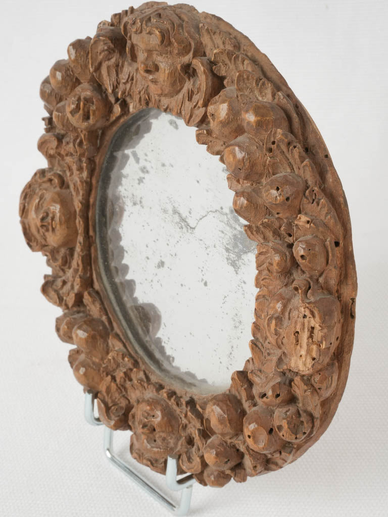 Authentic, artisan, French, cherub, vintage mirror