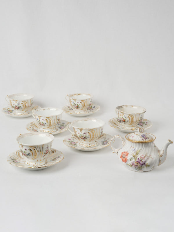 Antique Floral Porcelain Tea Set