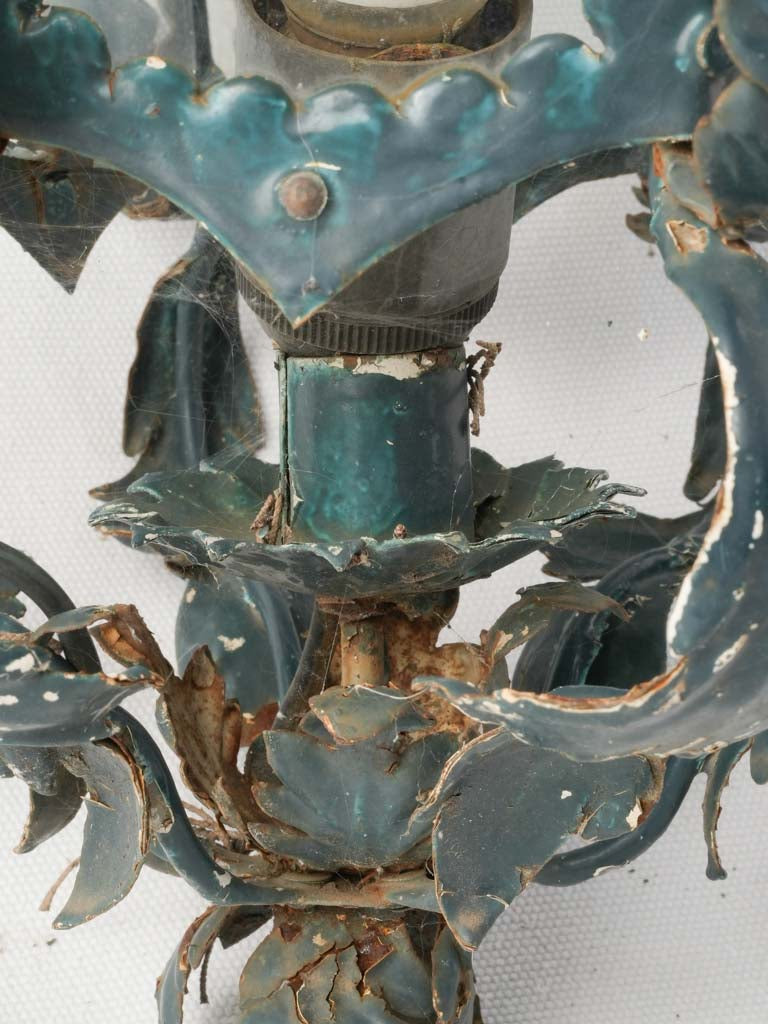 Hand-cut tole leaves lantern  