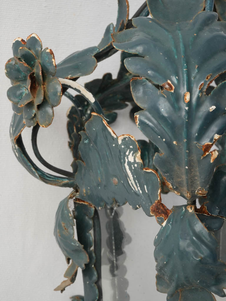 Timeworn painted wrought iron lantern  