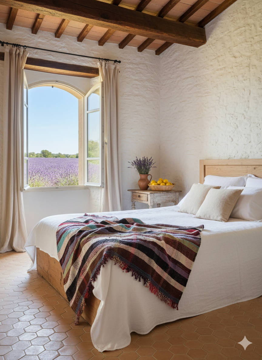 Handwoven Moroccan Haik W/ Multicolored Stripes - 102¼" x 55"