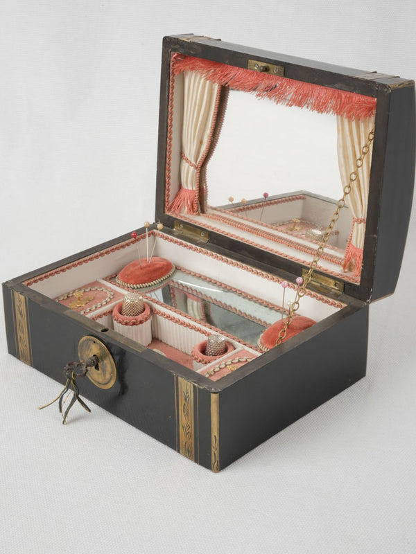 Antique French Napoleon III theatre-style seamstress box