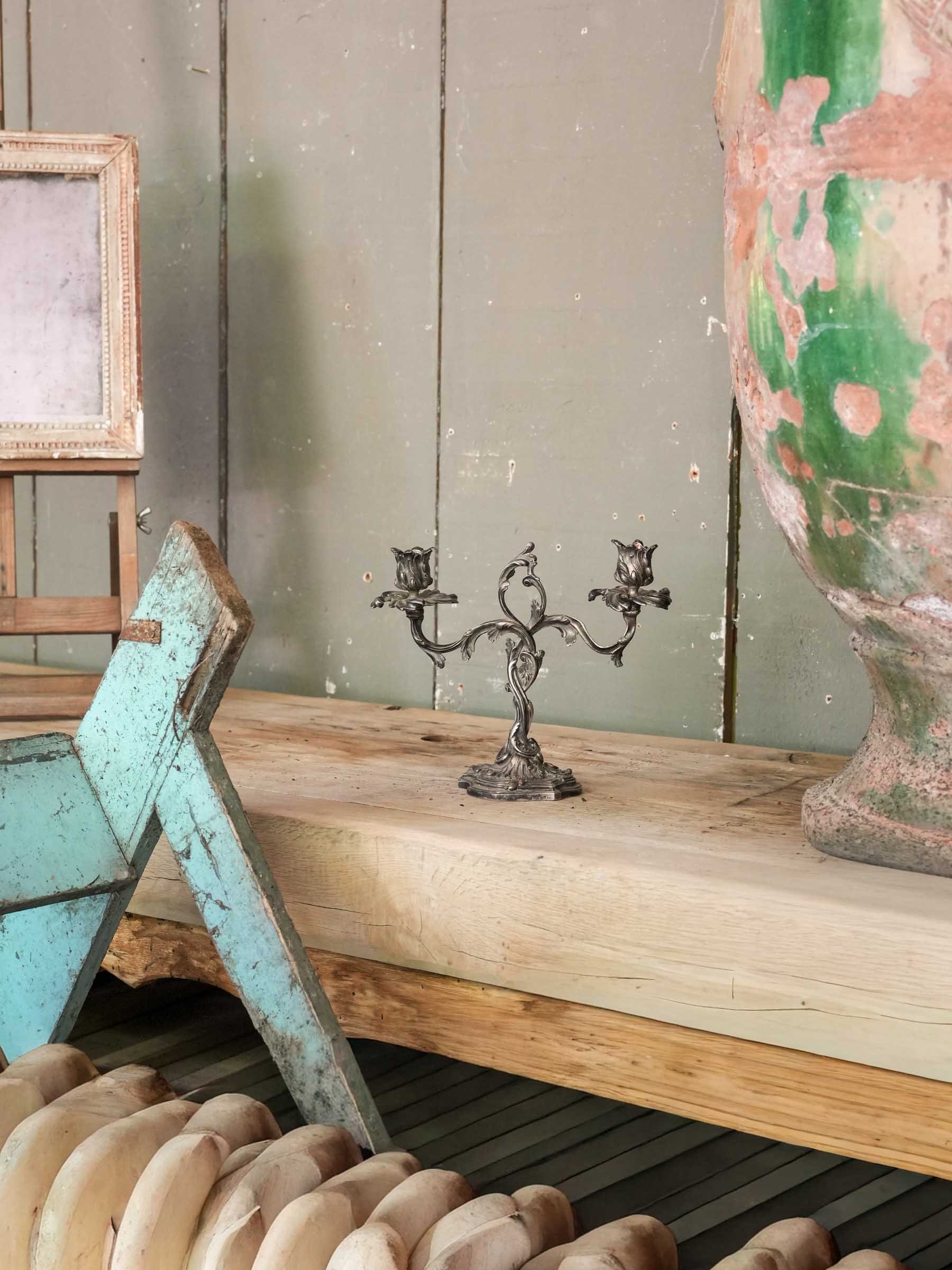 Ornamental two-arm candle holder  