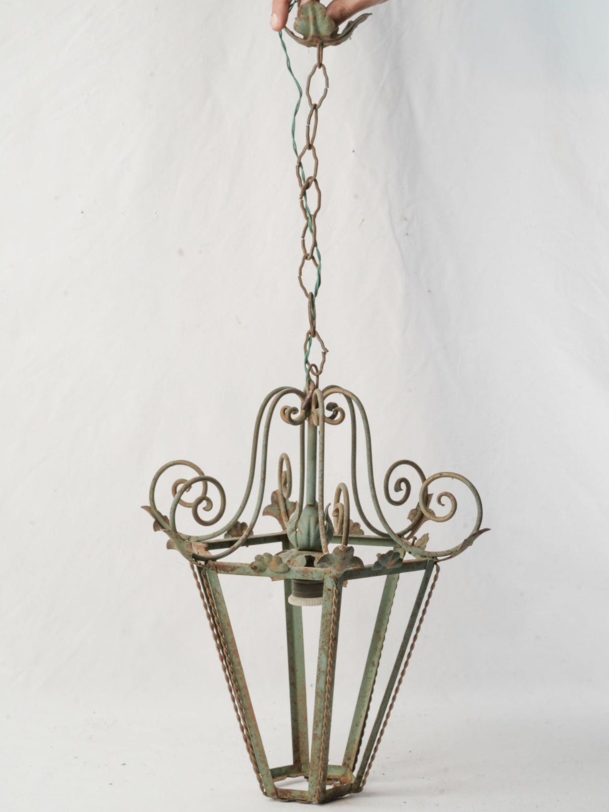 Early to Mid-20th Century French Wrought Iron Hanging Lantern - 16½"