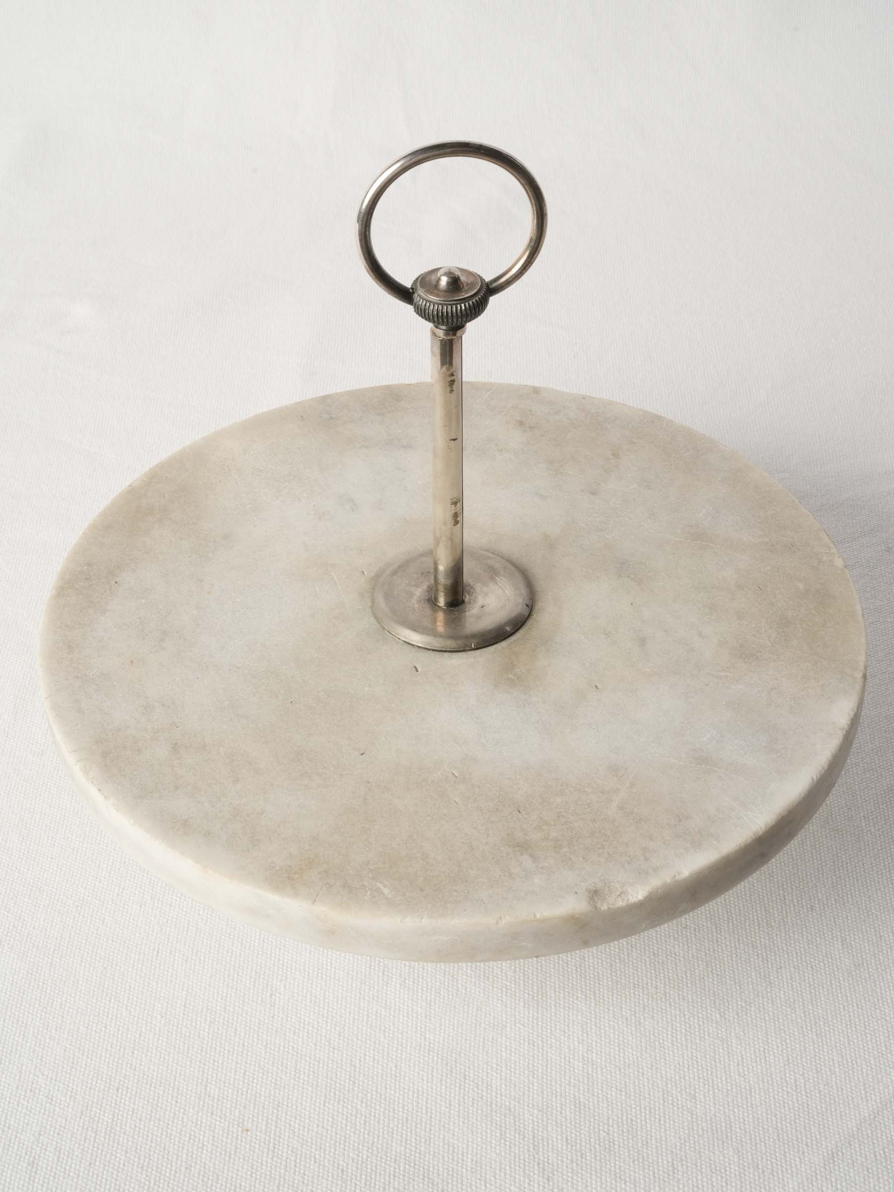 French Marble and Silver-Plated Rotating Serving Stand, Early 20th Century - 9" x 11½"