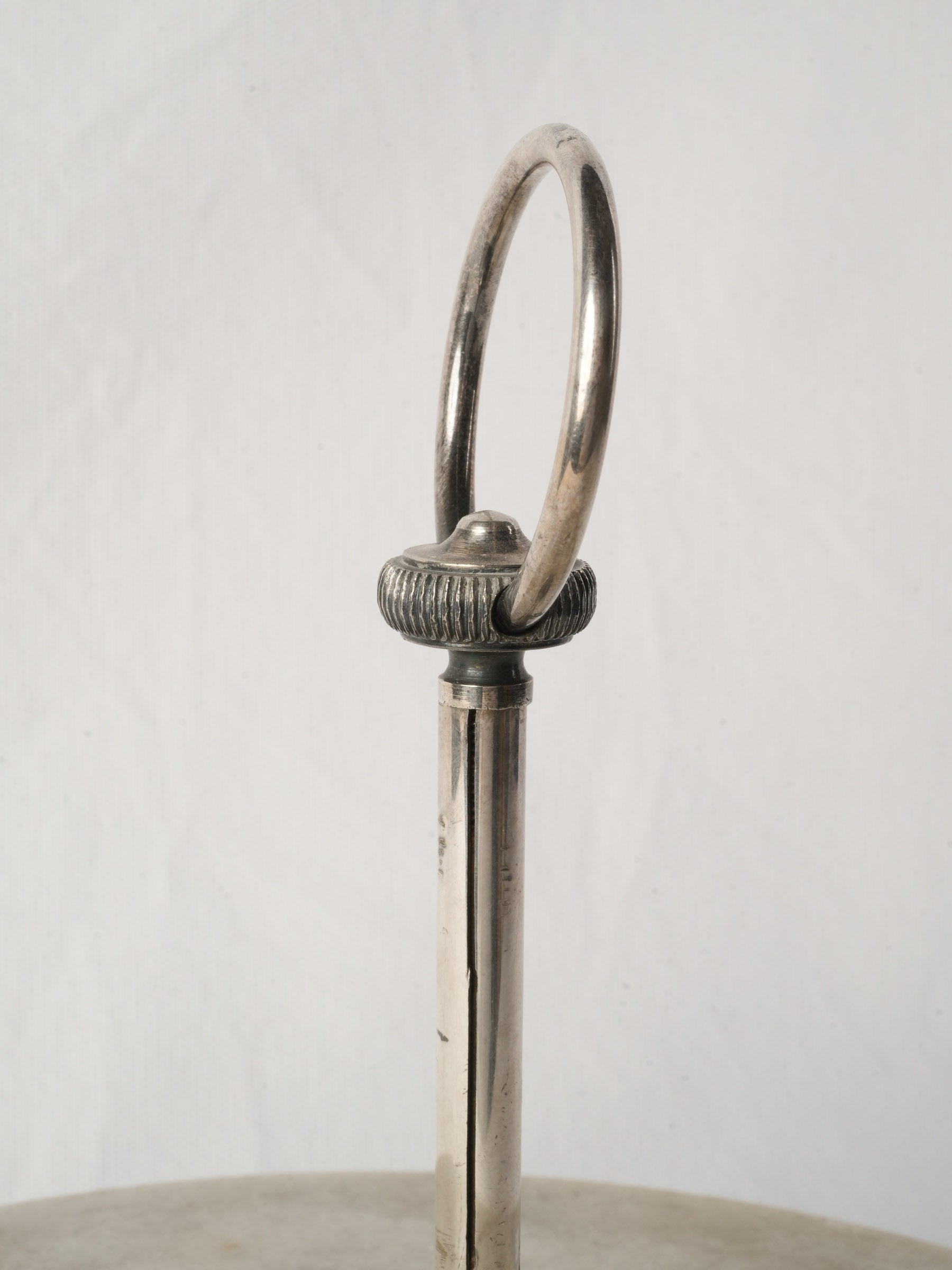 French Marble and Silver-Plated Rotating Serving Stand, Early 20th Century - 9" x 11½"