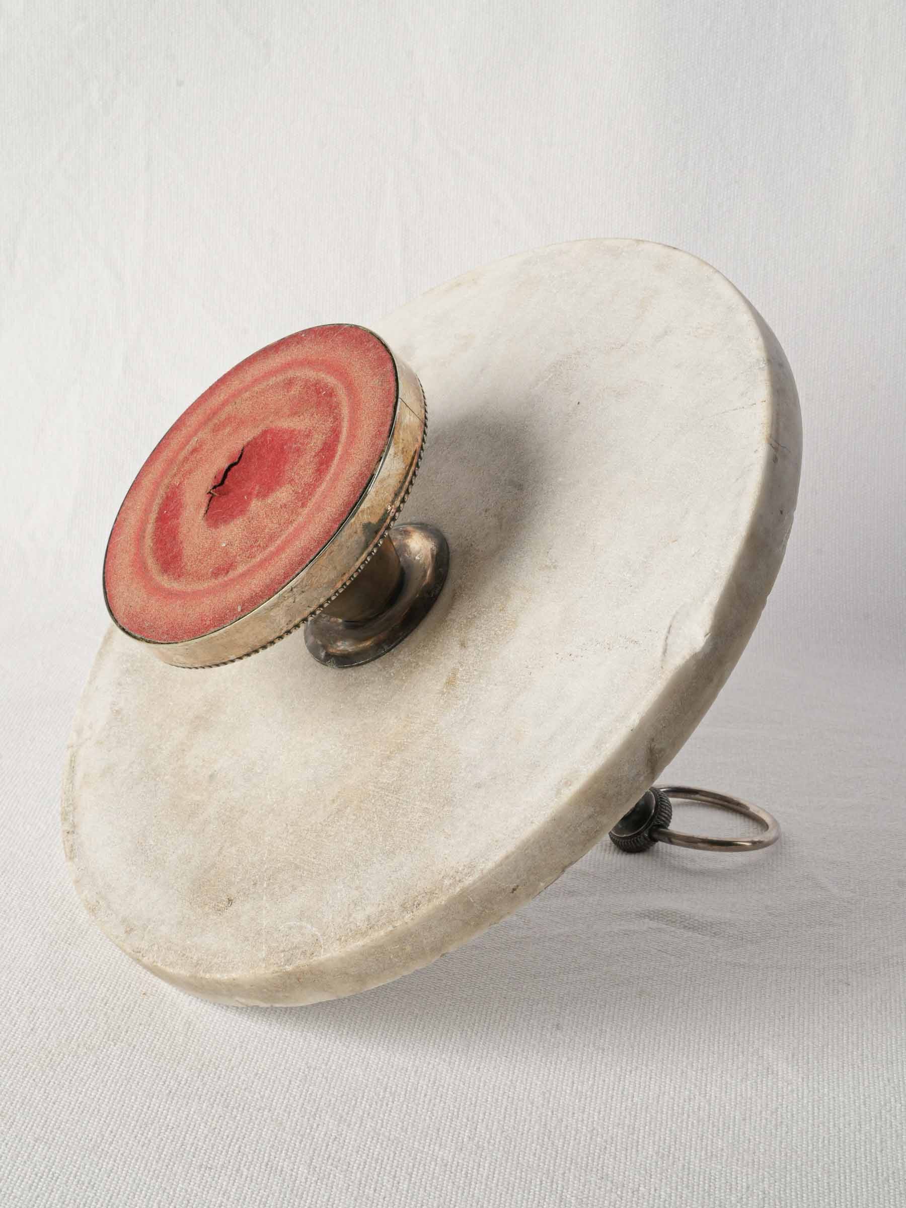 French Marble and Silver-Plated Rotating Serving Stand, Early 20th Century - 9" x 11½"