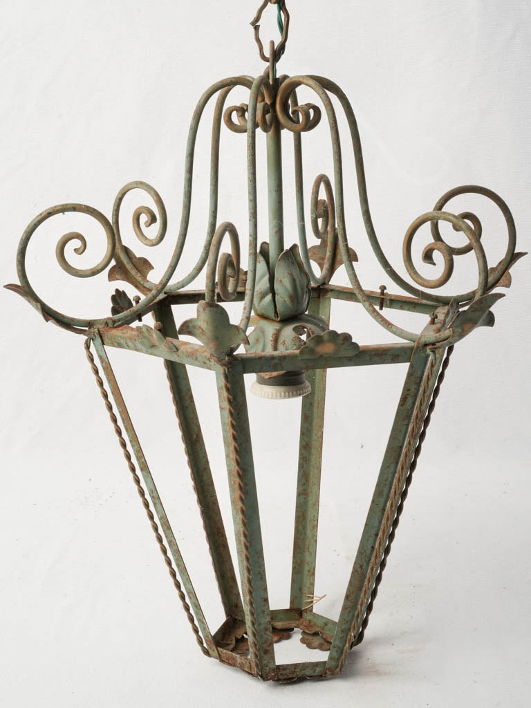 Antique French iron hanging lantern