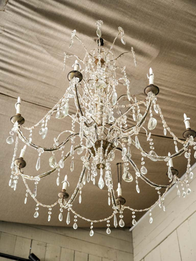 Ornate, vintage crystal pendant chandeliers