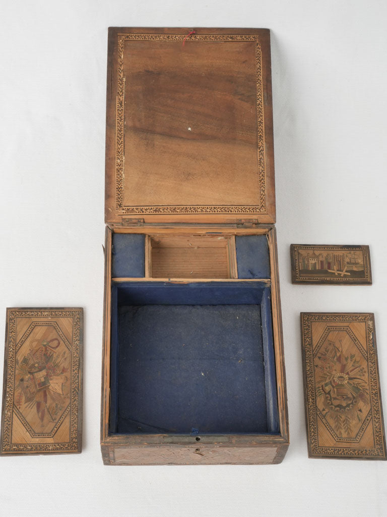 Stylish Louis XVI straw marquetry box