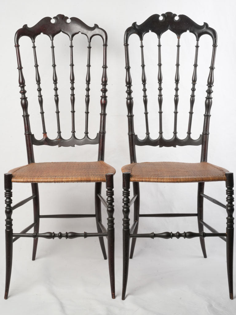Antique Italian ebonized Chiavari chairs  