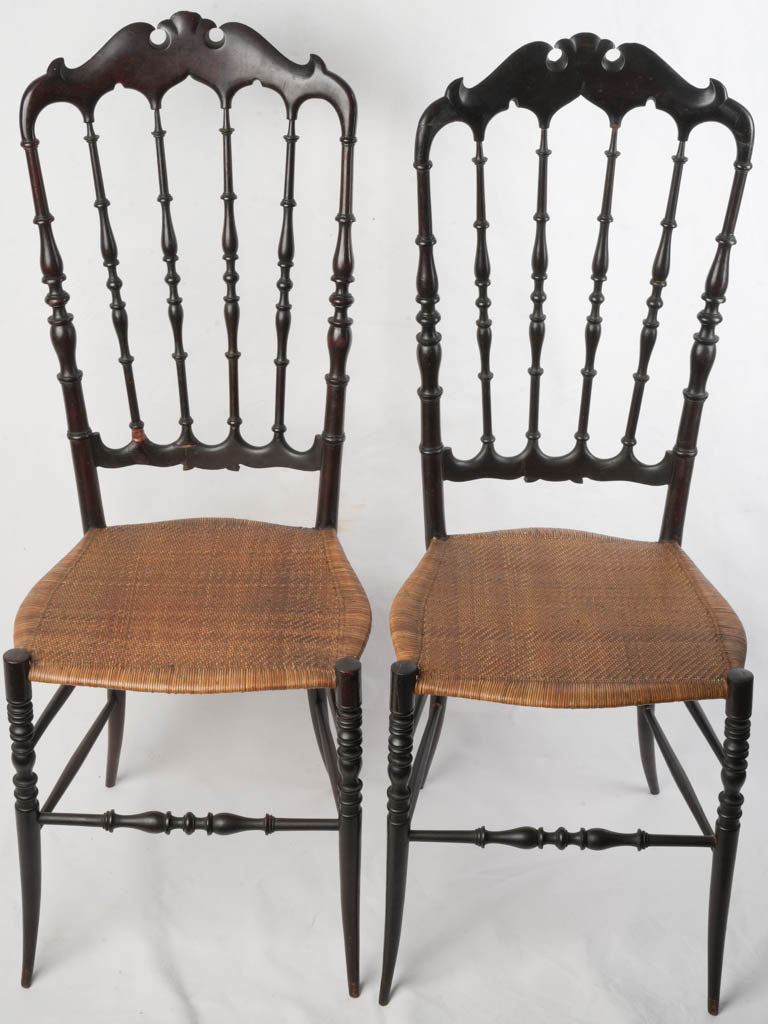 Vintage Italian cane seat chairs  