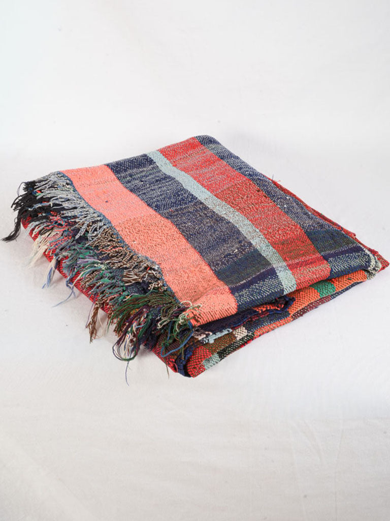 A Vintage Moroccan Haik with Lively Contrasting Stripes - 86½" x 67"