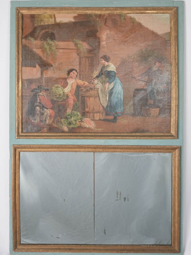 Antique gilded Louis XVI trumeau mirror
