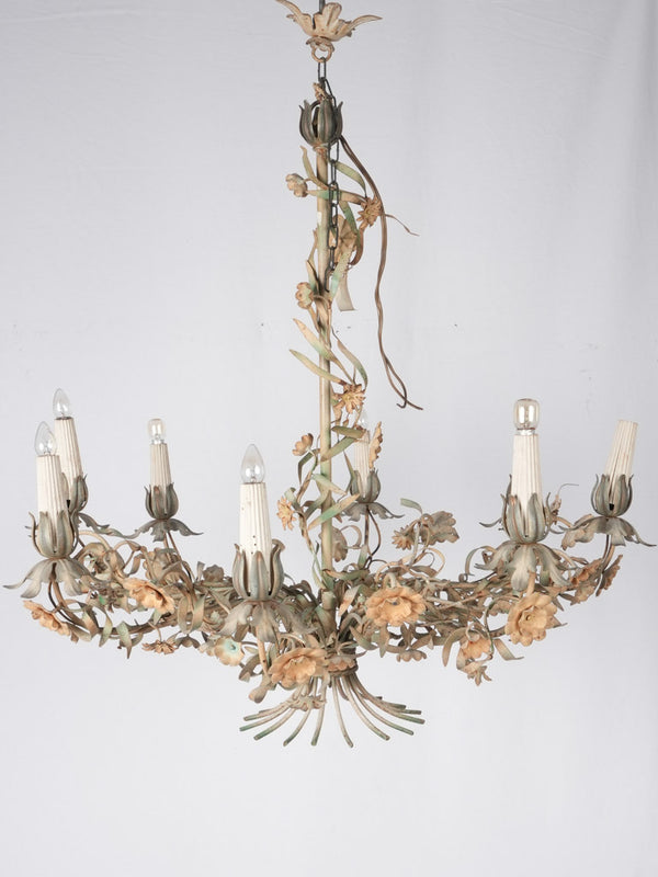 Vintage French chandelier w/ flowers - 32¼" x 29½"