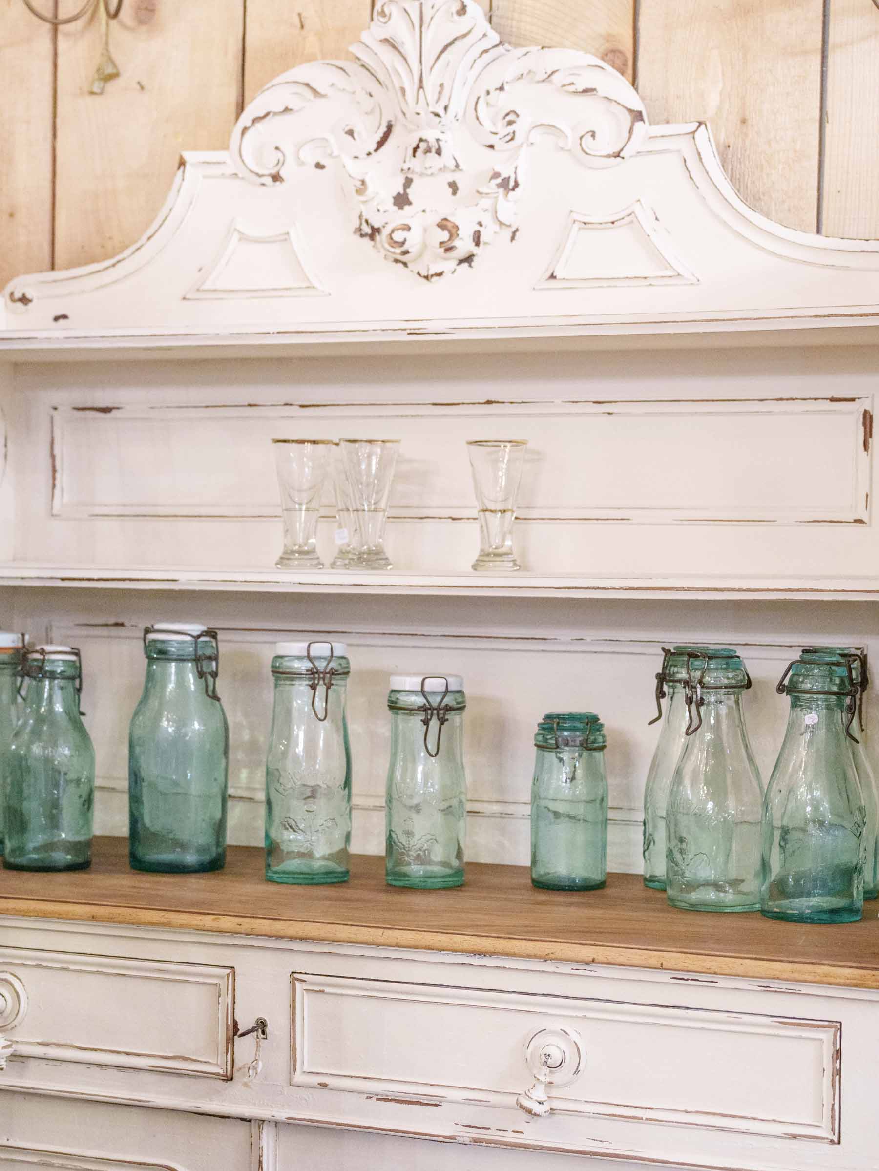 Graduated Pair of French "La Lorraine" Embossed Glass Preserving Bottles, 1930s–1950s - 10¾"