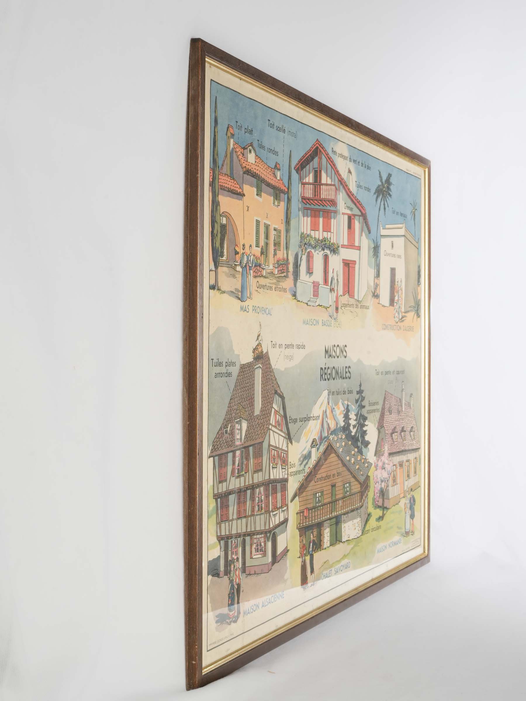 Antique regional architecture teaching poster  