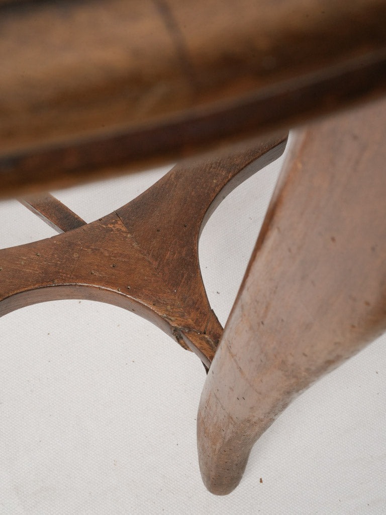 Italian Mid-20th Century Round Wooden Coffee Table w/ Glass Top - 19" x 25¼"