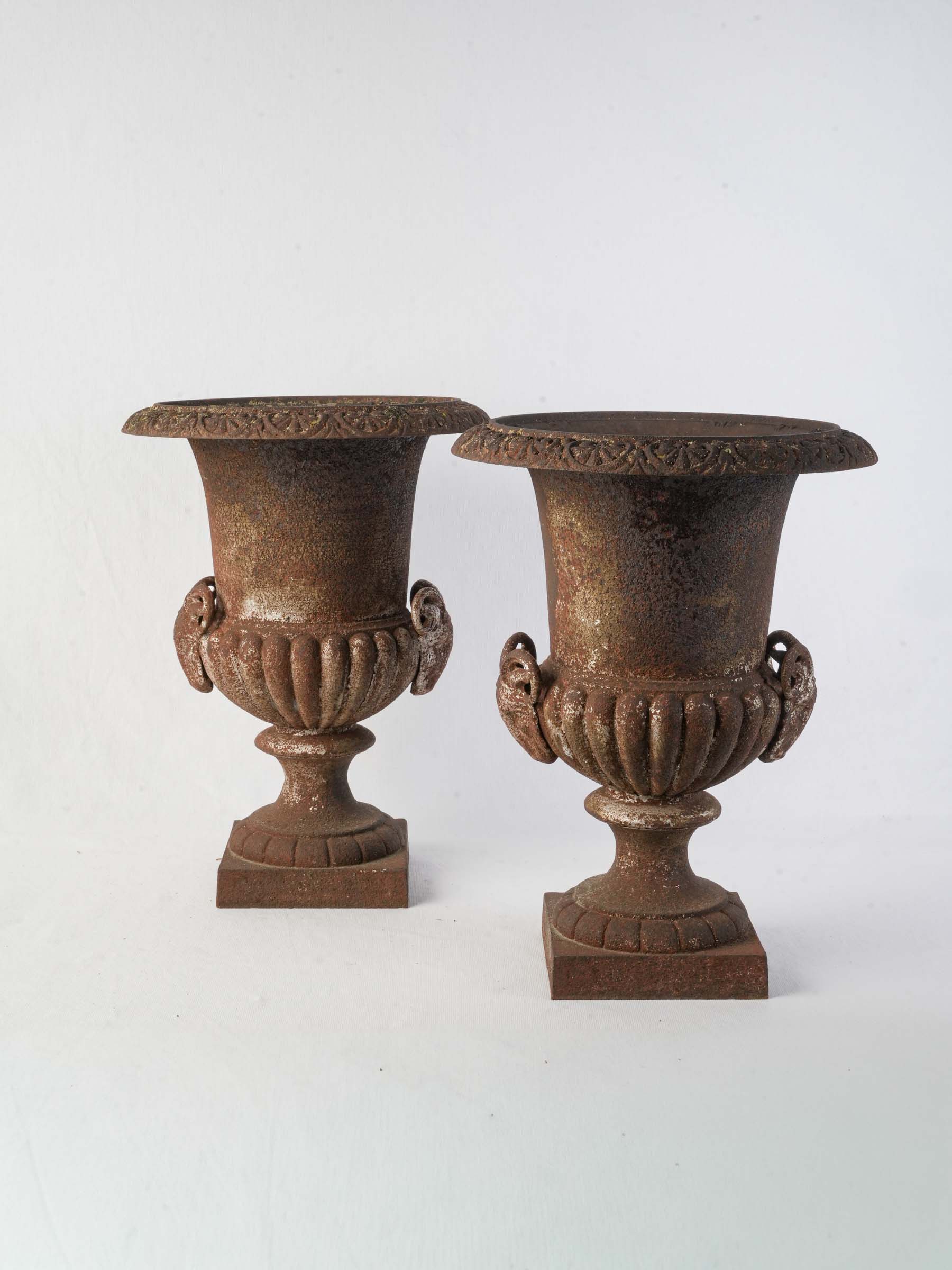Antique cast iron garden urns  