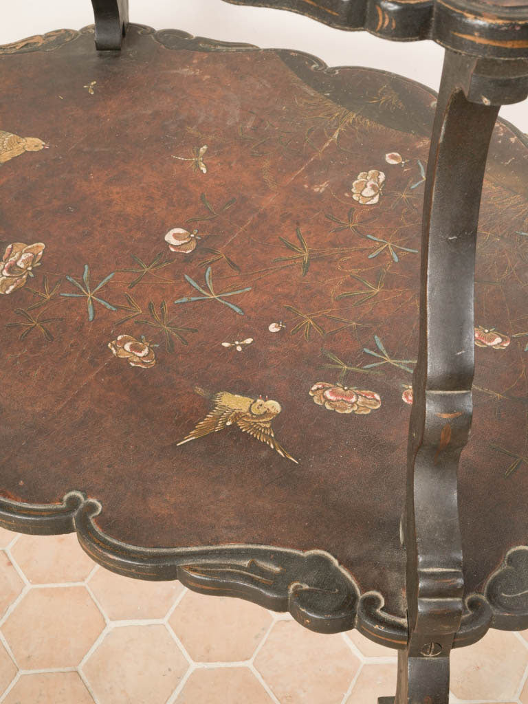 Timeless patina wood drink table  
