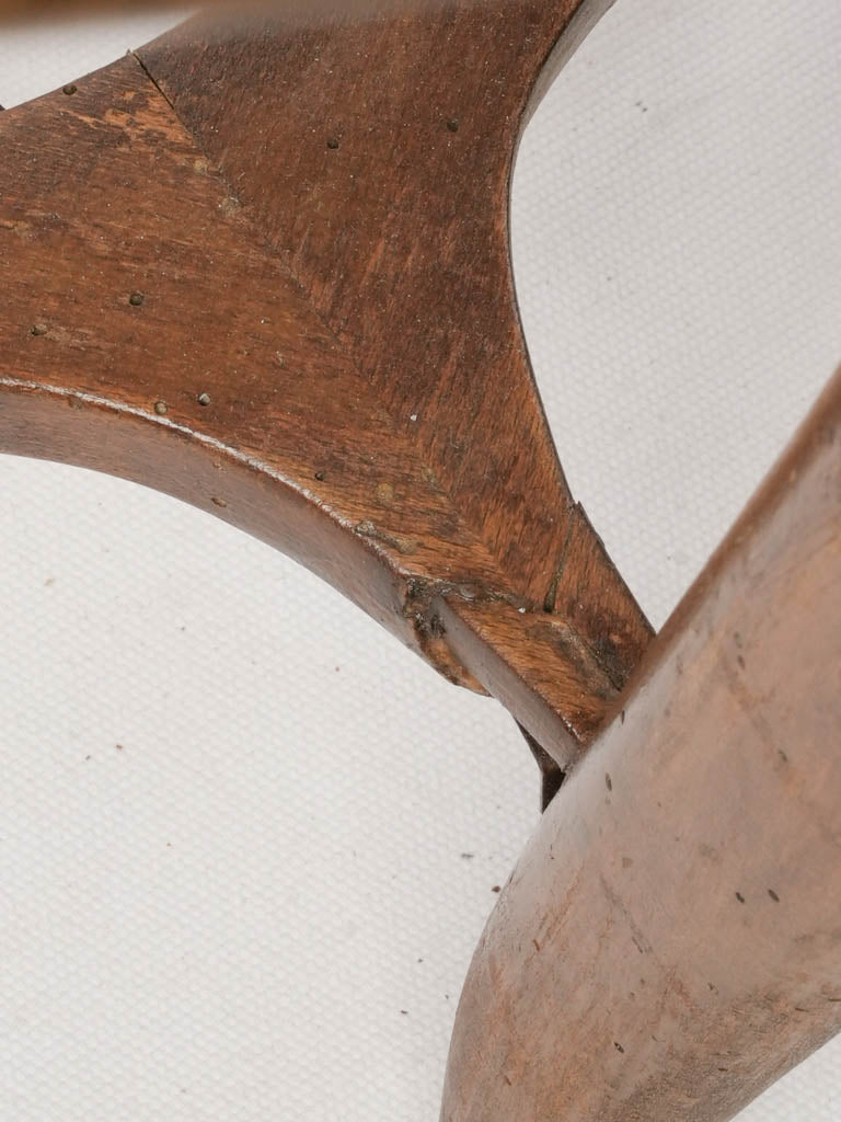 Italian Mid-20th Century Round Wooden Coffee Table w/ Glass Top - 19" x 25¼"