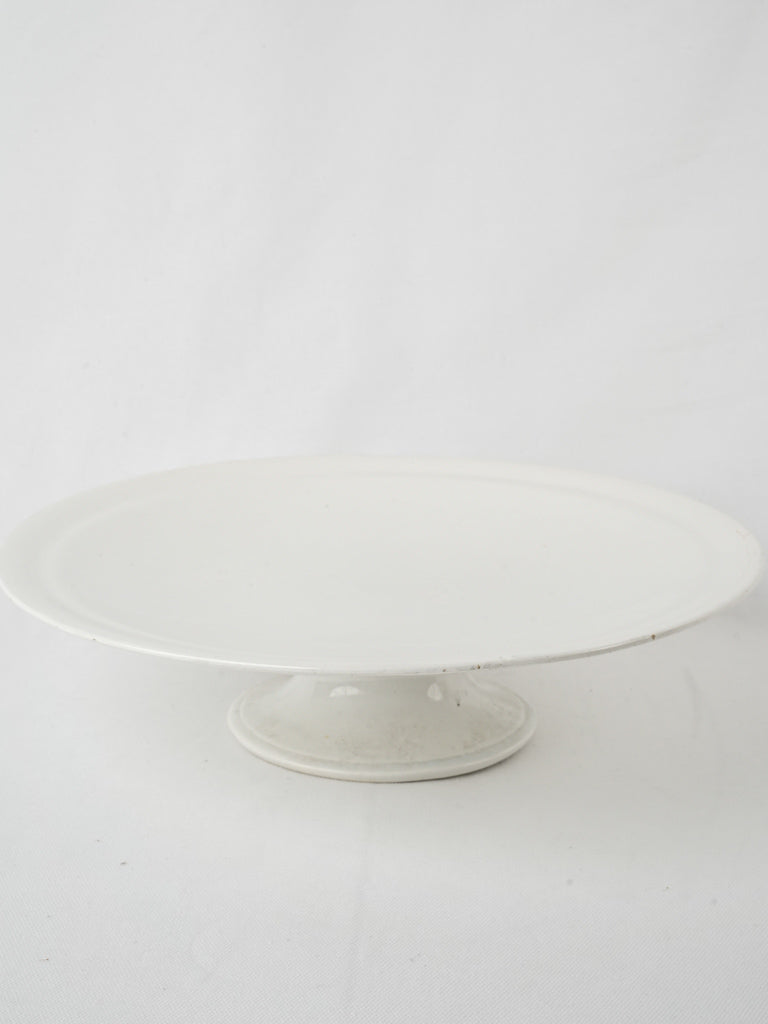 Vintage Belgian white porcelain cake stand