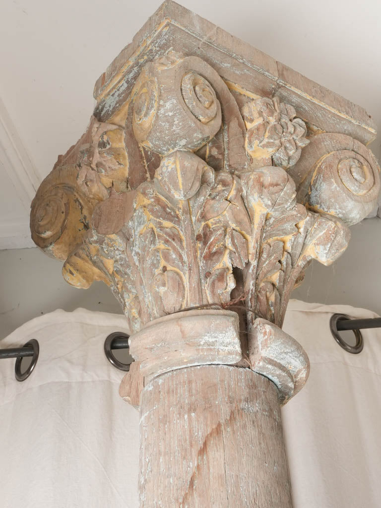 French Rococo Column Antique pair of French painted Corinthian columns - 98½