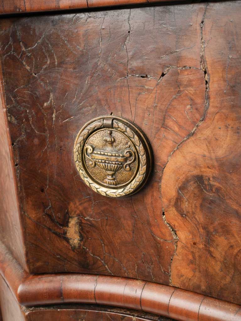 Charming Petite Antique Italian Serpentine Walnut Burl Commode - 32"