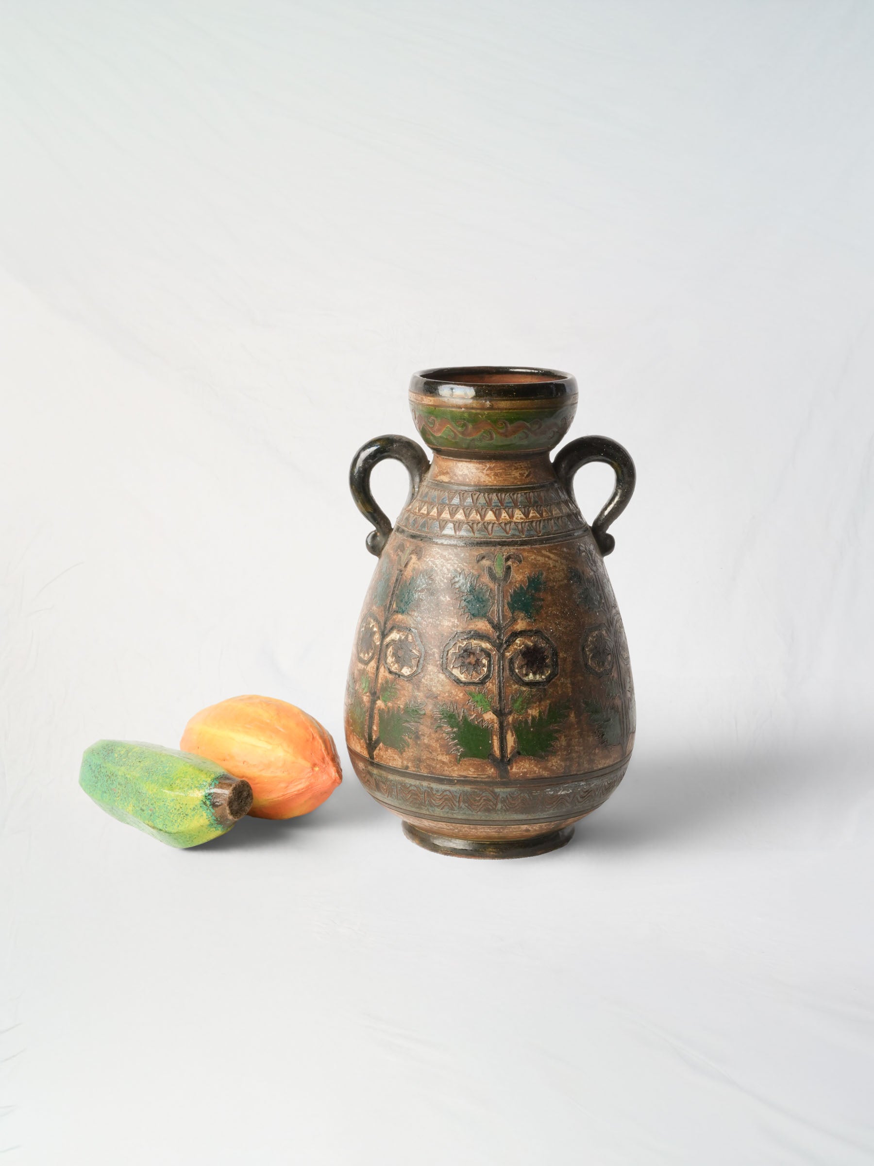 Petite Italian Sgraffito Pottery Vase by Dante Milani, 1930s - 11"
