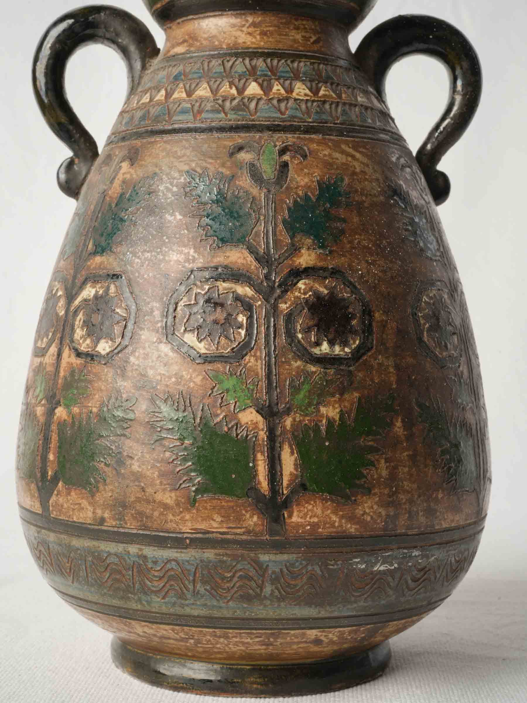 Petite Italian Sgraffito Pottery Vase by Dante Milani, 1930s - 11"