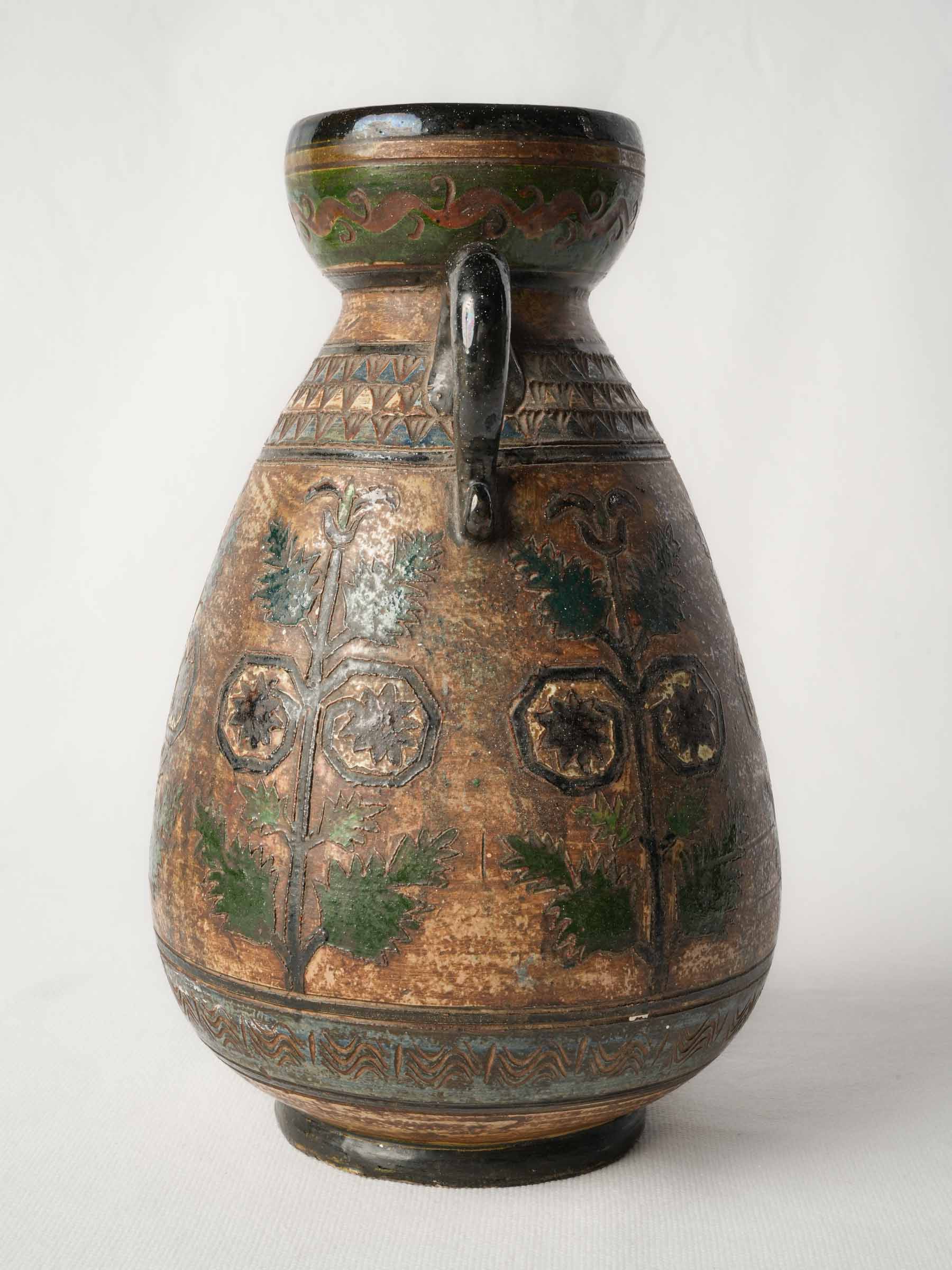Petite Italian Sgraffito Pottery Vase by Dante Milani, 1930s - 11"