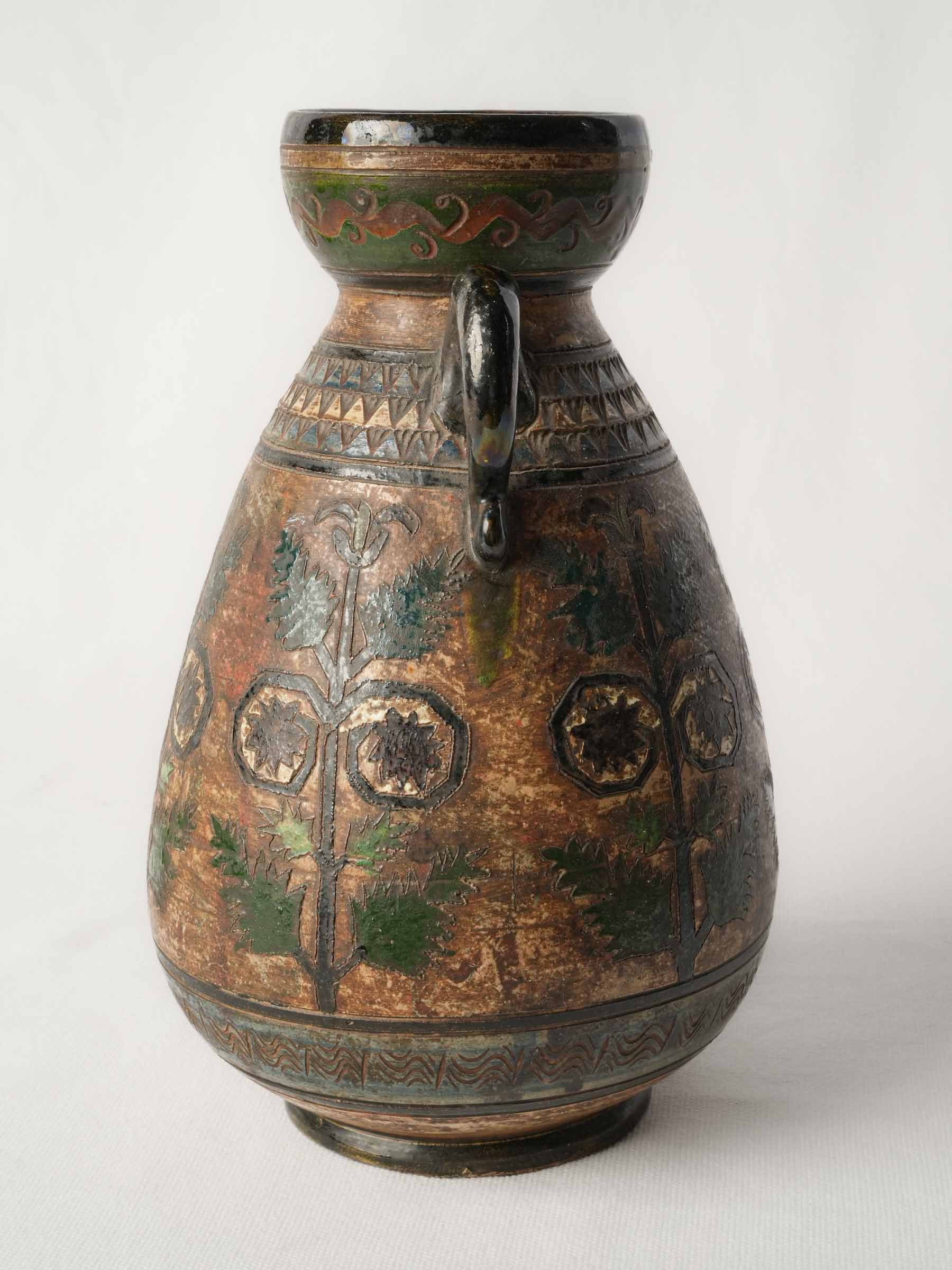 Petite Italian Sgraffito Pottery Vase by Dante Milani, 1930s - 11"