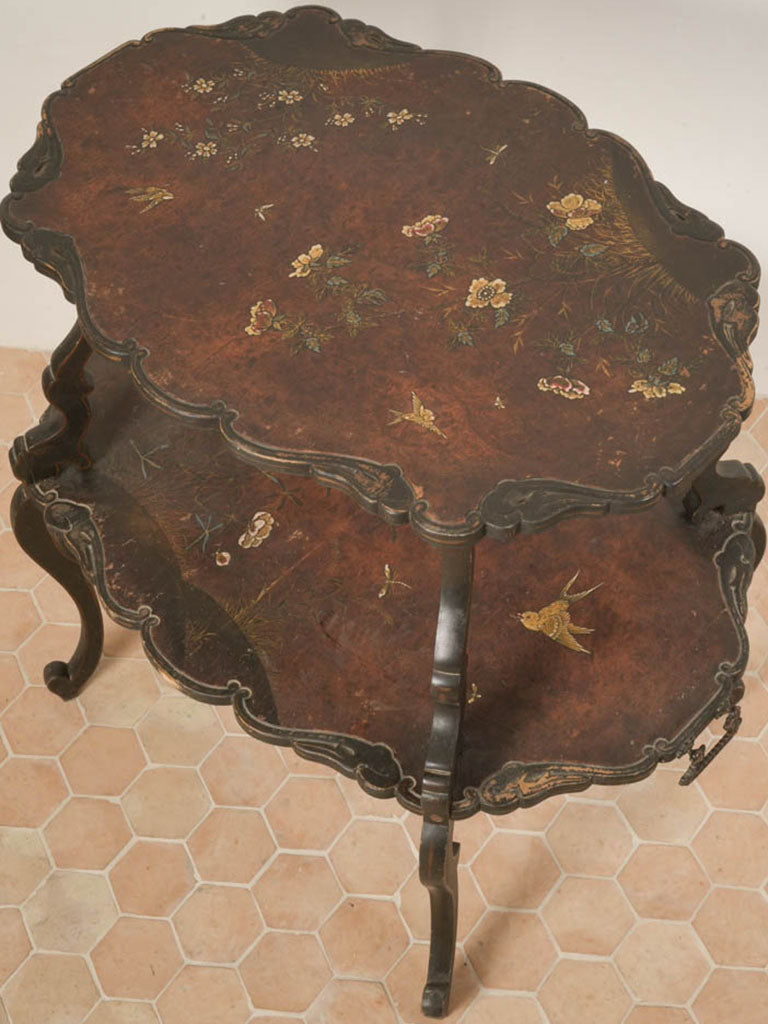 Lightweight antique blackened side table  