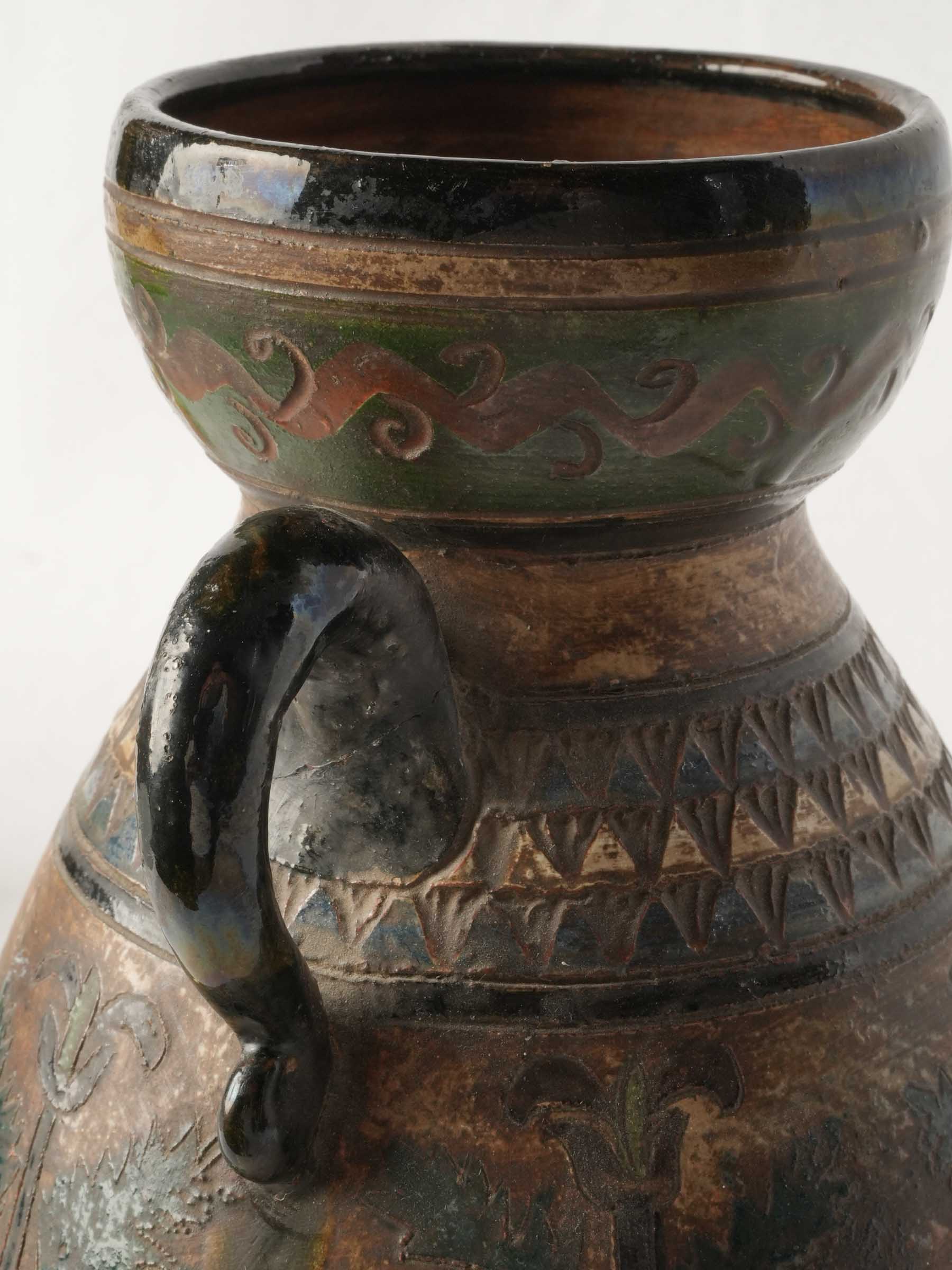 Petite Italian Sgraffito Pottery Vase by Dante Milani, 1930s - 11"