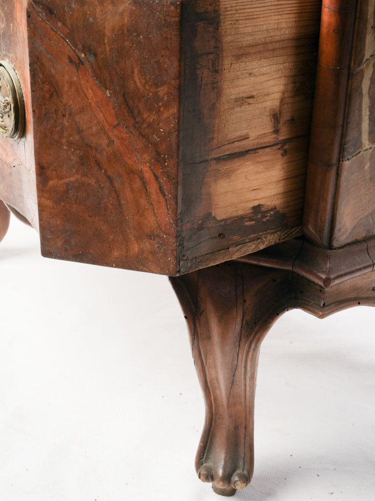 Charming Petite Antique Italian Serpentine Walnut Burl Commode - 32"