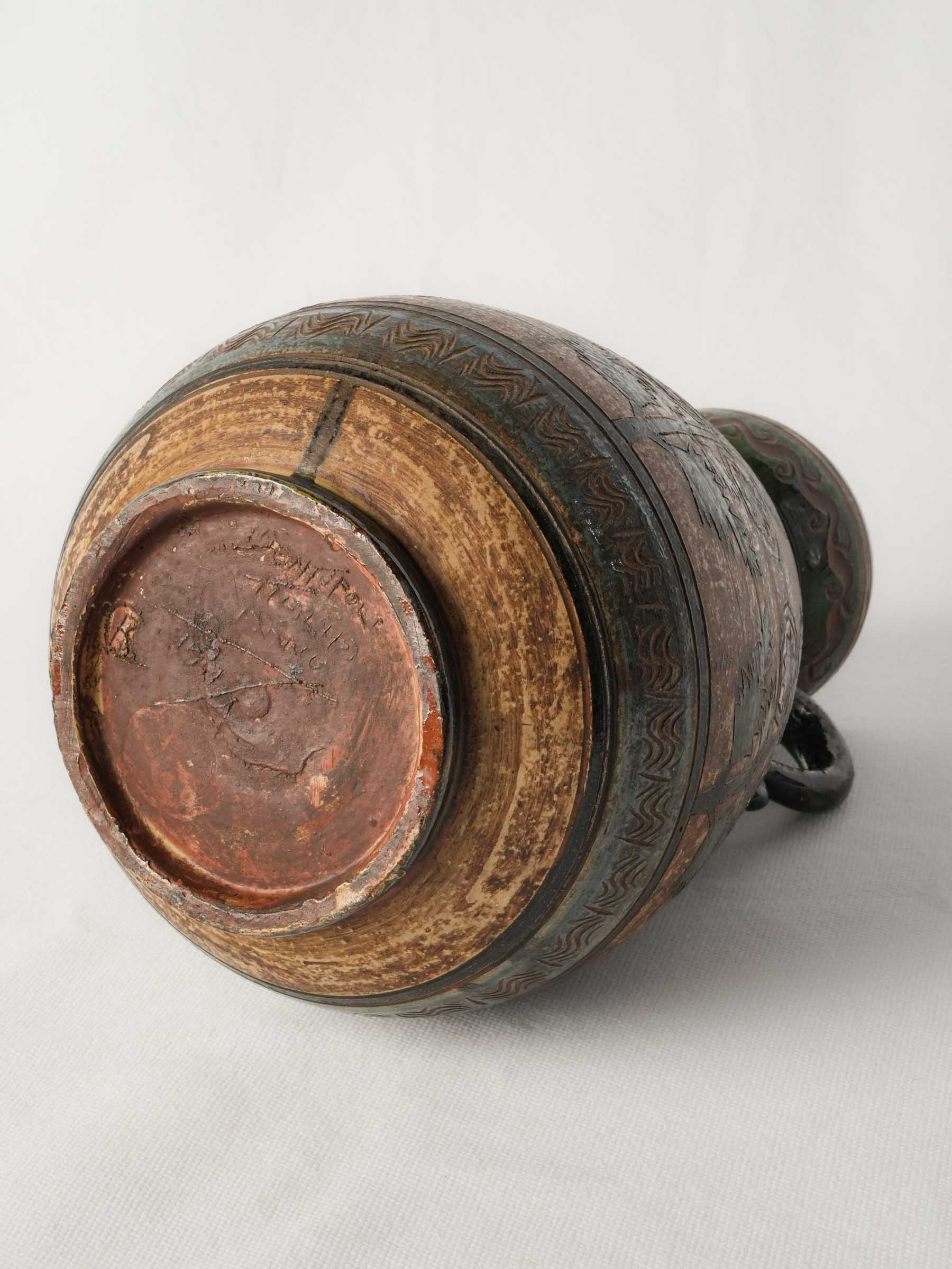 Petite Italian Sgraffito Pottery Vase by Dante Milani, 1930s - 11"