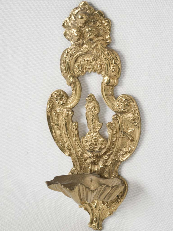Ornate, weighty gilt bronze Mary Jesus Bénitier