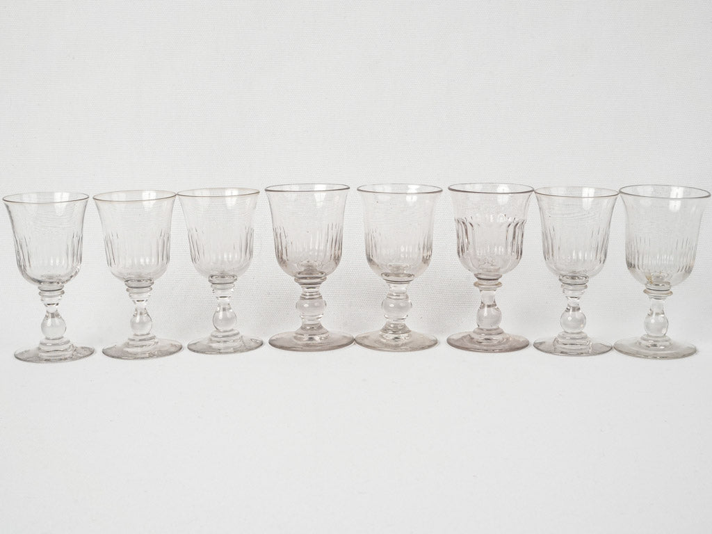 Rare 1800s wine glass assortment